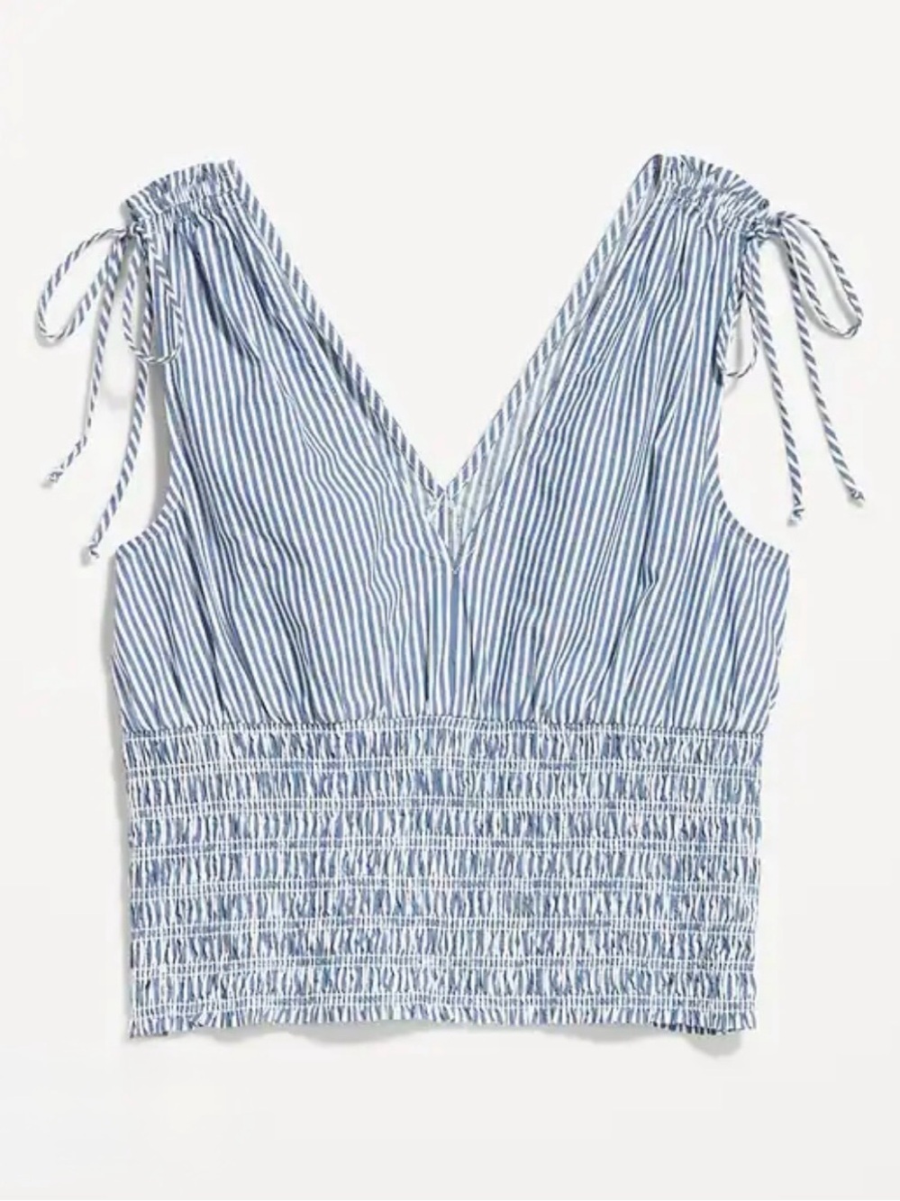 Old Navy Blue Stripe Smocked V-Neck Tank Top XXL